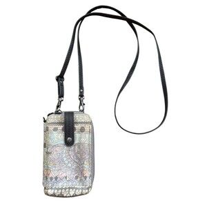 Sakroots Artist Circle Zippered Wallet Crossbody Bag Pastel Coated Canvas